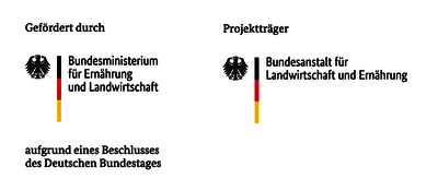 Logos des BMEL mit Förderzusatz und Projektträger BLE