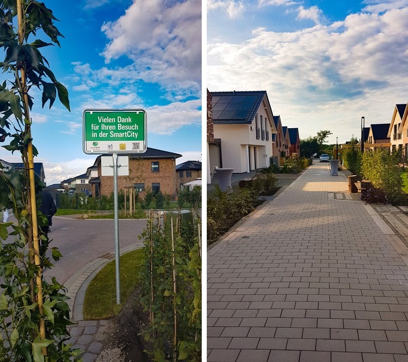 Fotocollage, Wege und Häuser der SmartCity