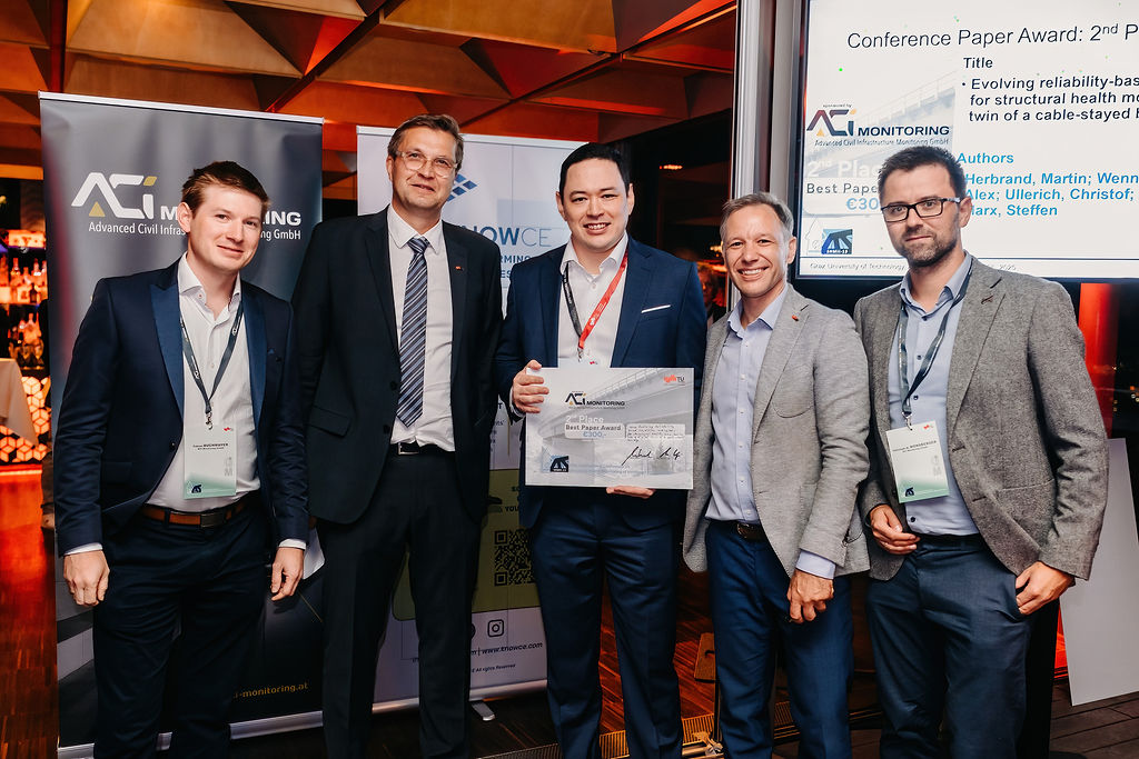 Gruppenfoto der Übergabe des Best Paper Award mit Prof. Dr.-Ing. Martin Herbrand in der Mitte.